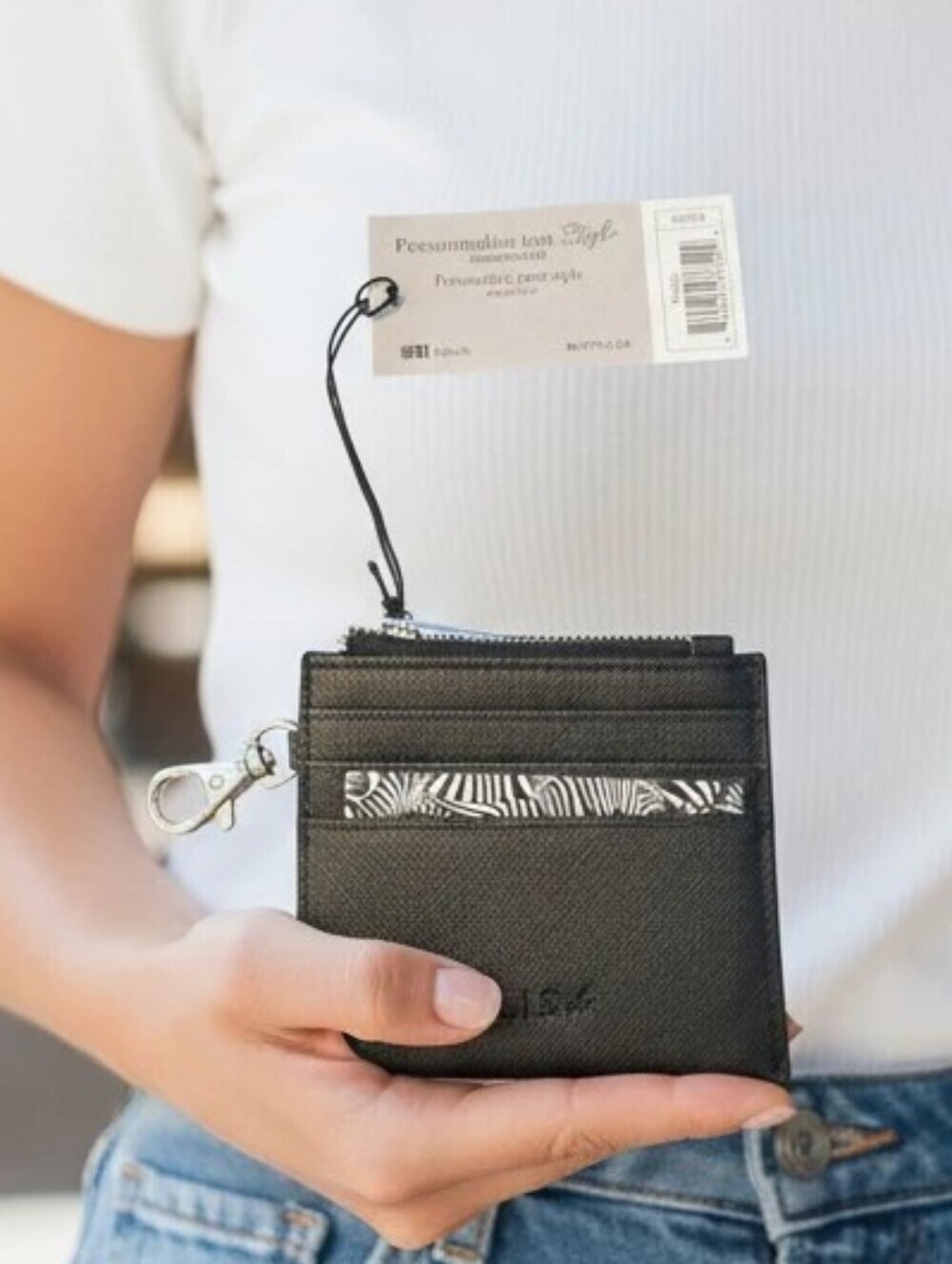NWT BL Style Annie Card Holder in Black and Greige